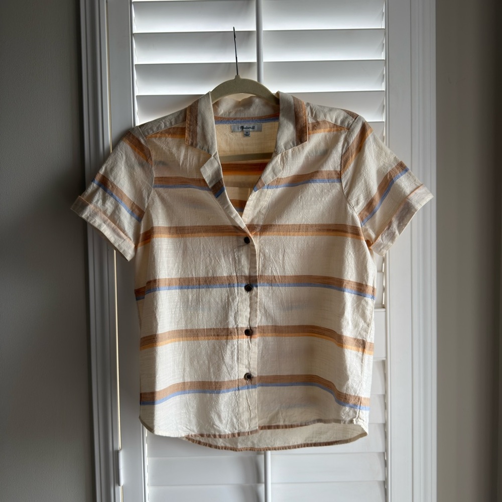 Madewell Striped Short Sleeve Button-Up Shirt size XS